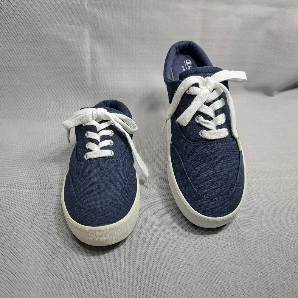 Champion Women's Canvas Slip On Sneakers Navy Blue Size 8 Low Heel Sport Comfort